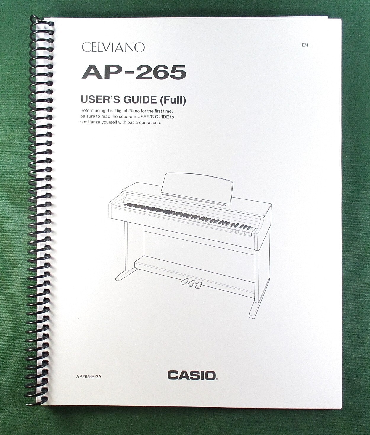 Casio Celviano AP-265 Instruction Manual: 42 Pages Coil Bound & Clear Covers!
