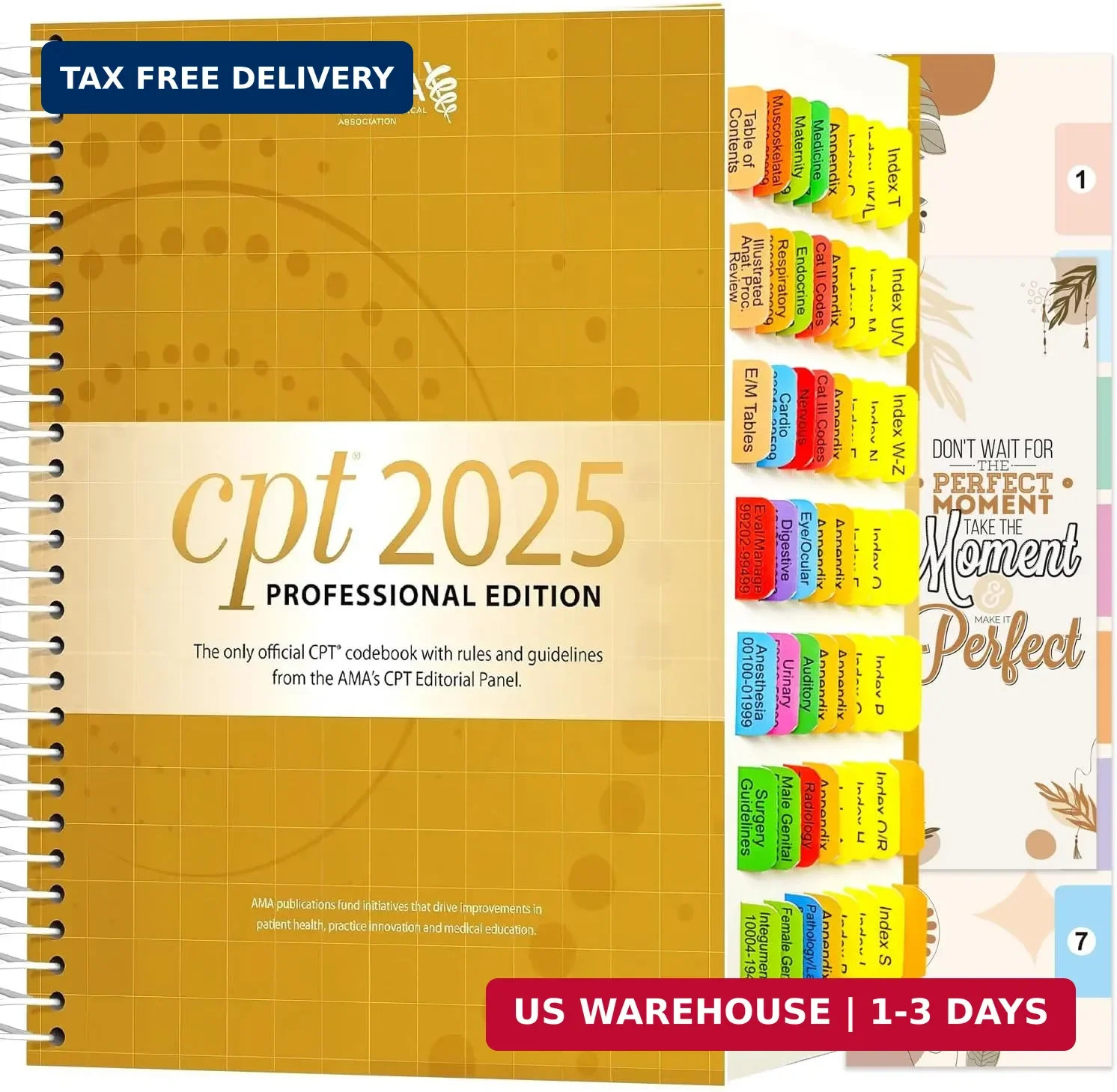 Index Tabs for CPT 2025/2026 Professional Edition. Color-Coded and Laminated Tab