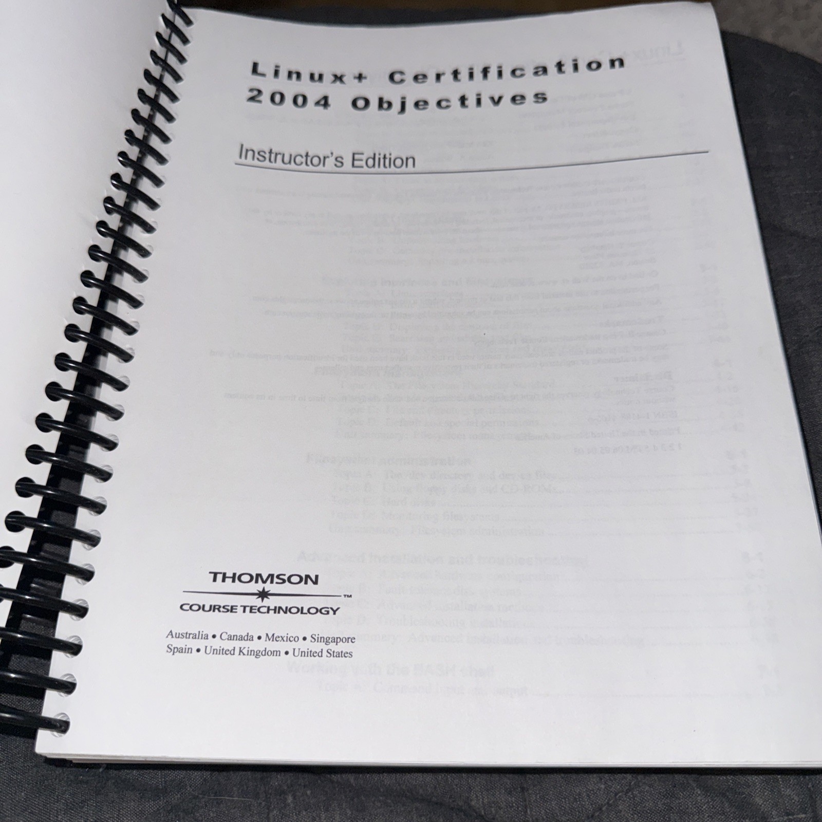 THOMSON COURSE TECHNOLOGY COURSE ILT LINUX + CERTIFICATION INSTRUCTOR’S EDITION