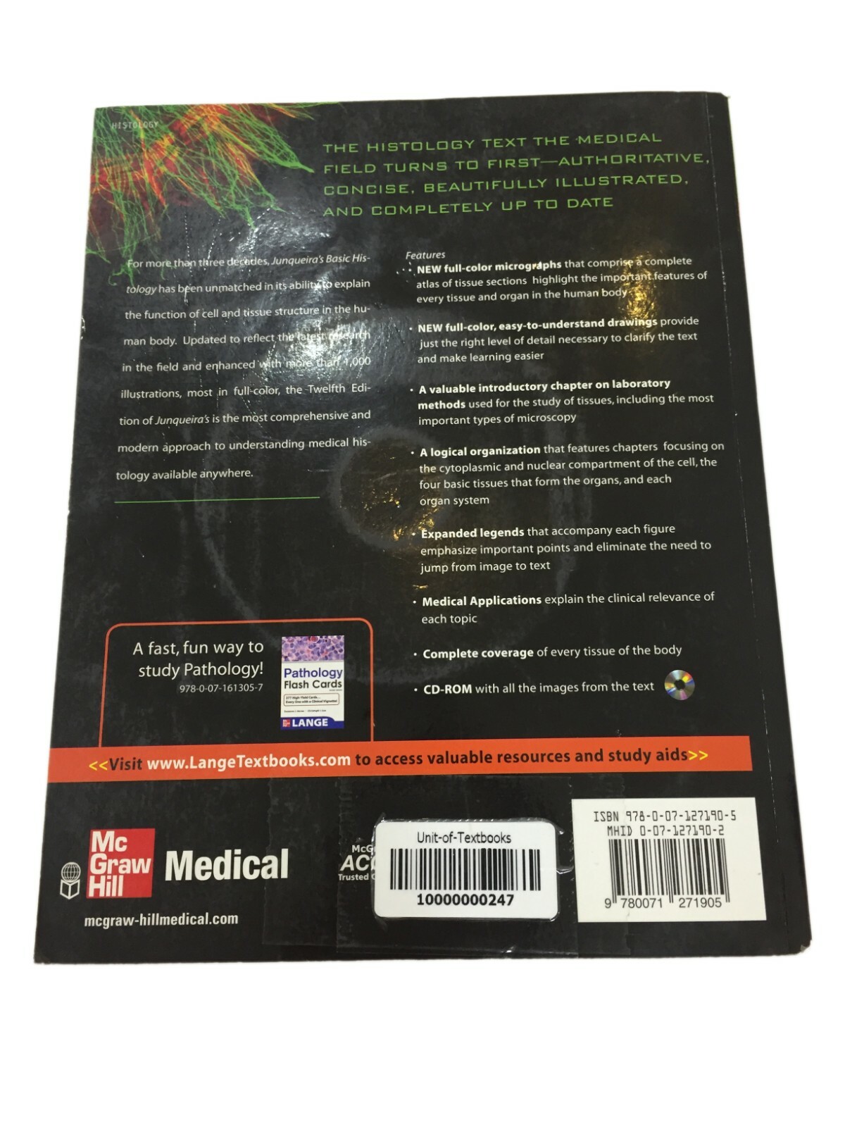 Junqueira’s Basic Histology by Anthony Mescher W/CD-ROM 12th Edition Book Atlas