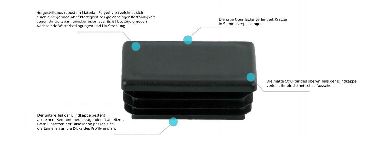10 x Louver plugs rectangular tube 50 x 100 mm rectangle anthracite end caps