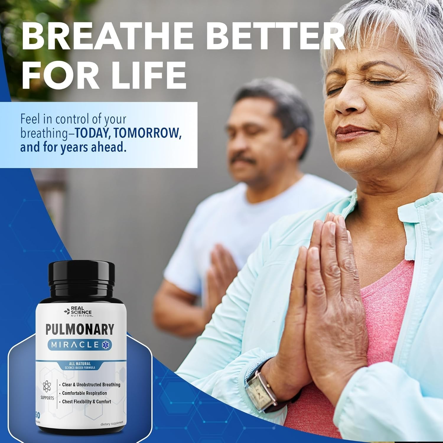 Natural COPD Support – 60 Non-GMO Capsules for Shortness of Breath Relief