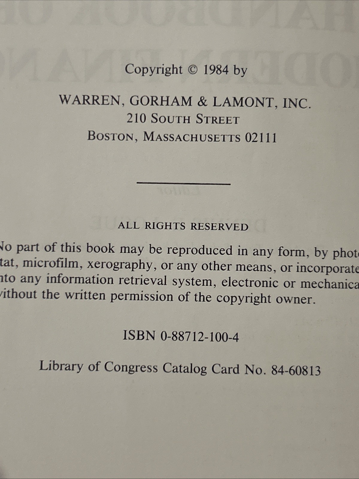 Handbook of Modern Finance 1984 Edition Dennis E. Logue Plus 1985 & 1986 Updates