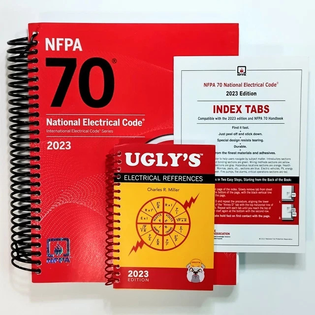 2023 NEC Code Book NFPA70 NEC Spiral + 2023 Ugly’S Electrical + Index USA Stock