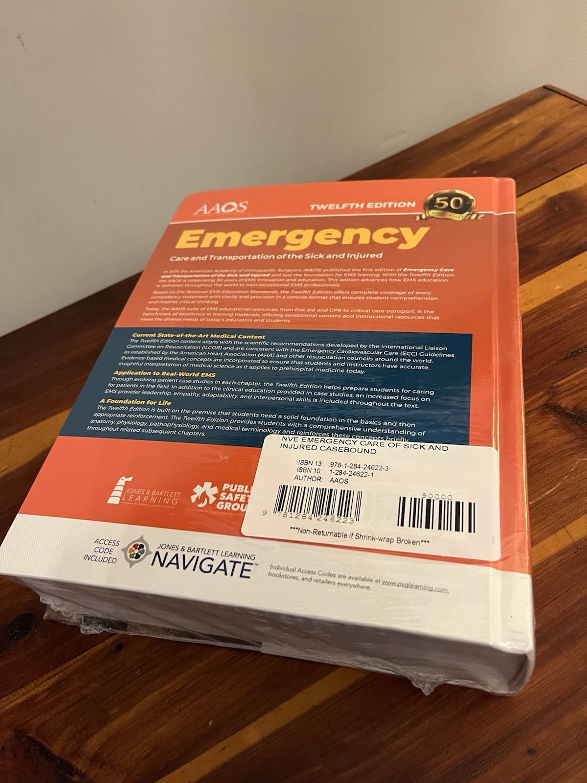 New AAOS Emergency Care Transportation Of Sick Injured 12th Edition Hardcover