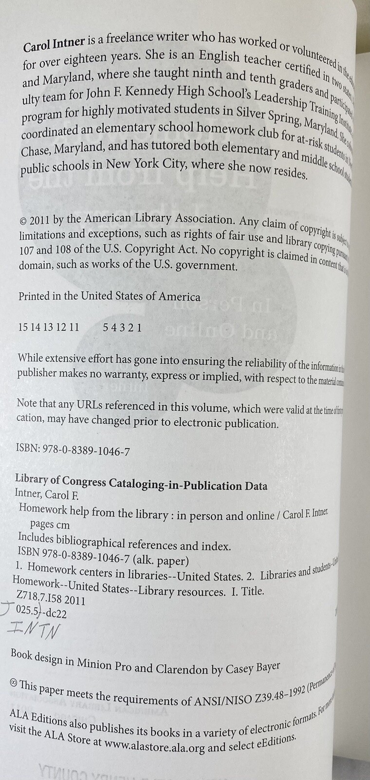 HOMEWORK HELP FROM THE LIBRARY IN PERSON AND ONLINE By Carol Intner Ex Library