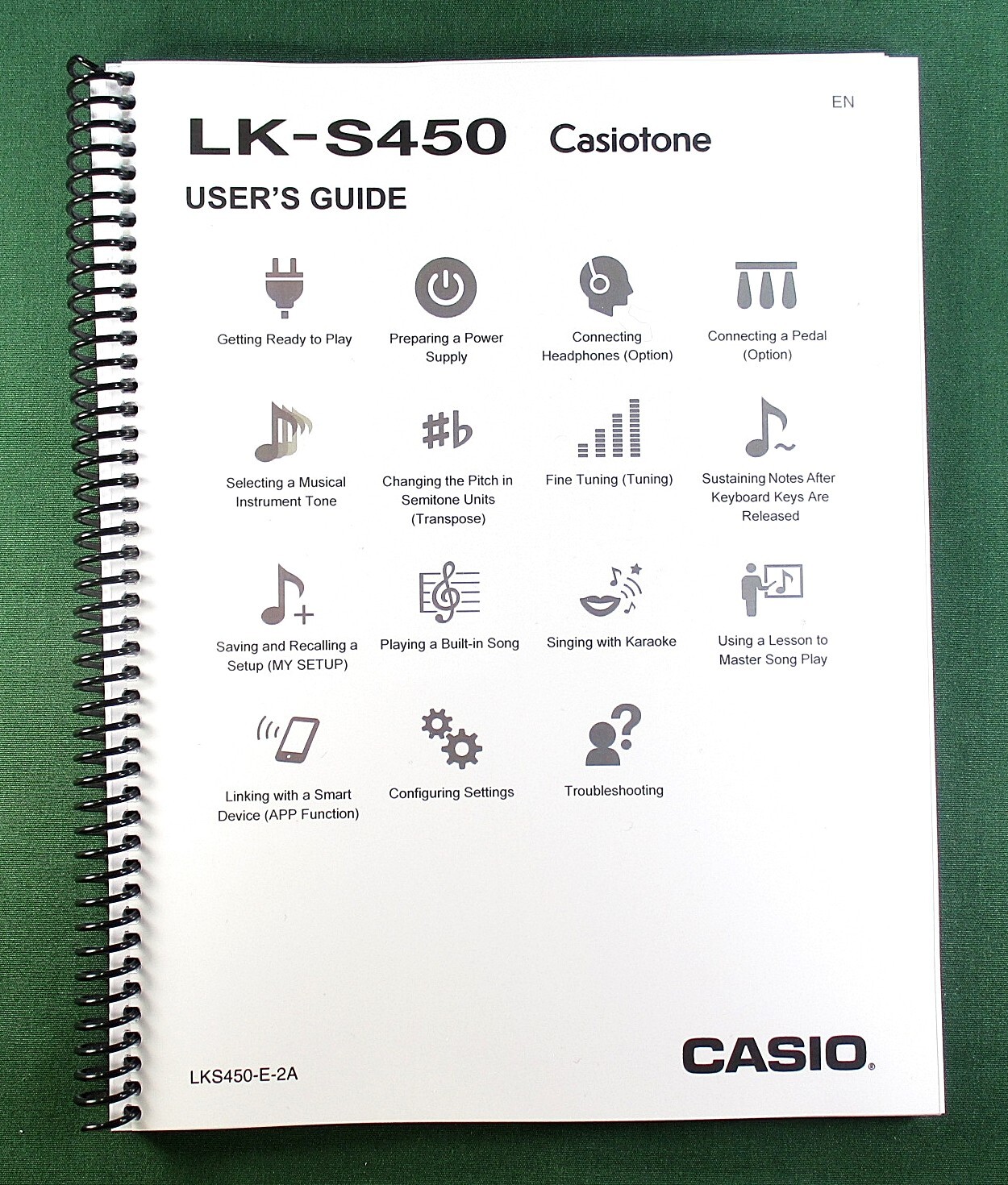 Casio LK-S450 Instruction Manual: 218 Pages Coil Bound & Protective Covers!