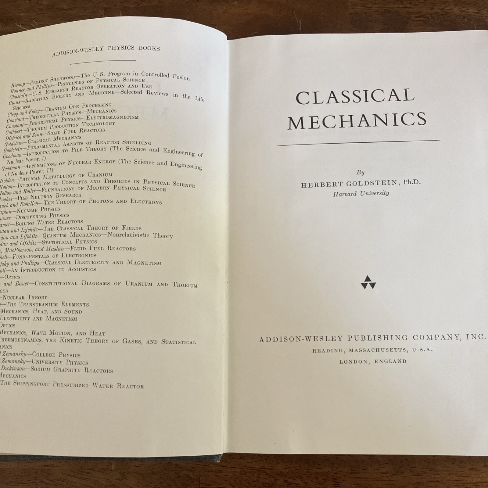 Addison-Wesley Series in Physics: Classical Mechanics by Herbert Goldstein 1959