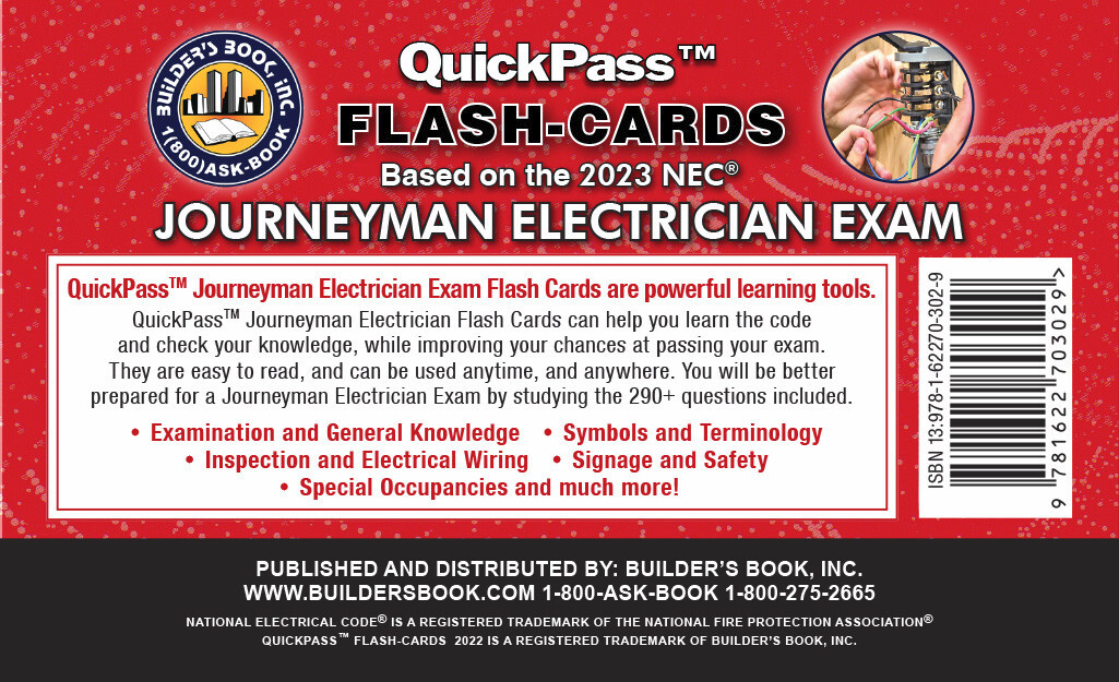 Journeyman Electrician Exam QuickPass Flash-Cards Based On The 2023 NEC