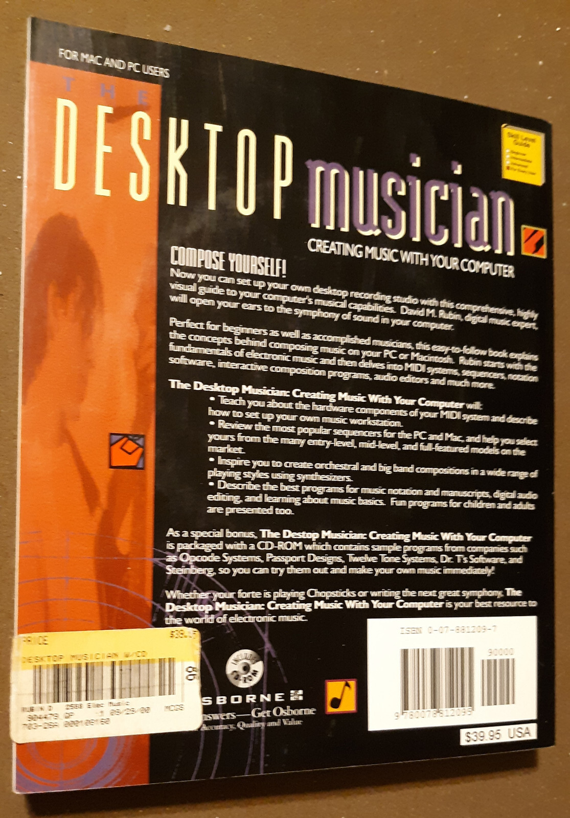 Desktop Musician Book by Osborne 430 Pages 1995 with CD