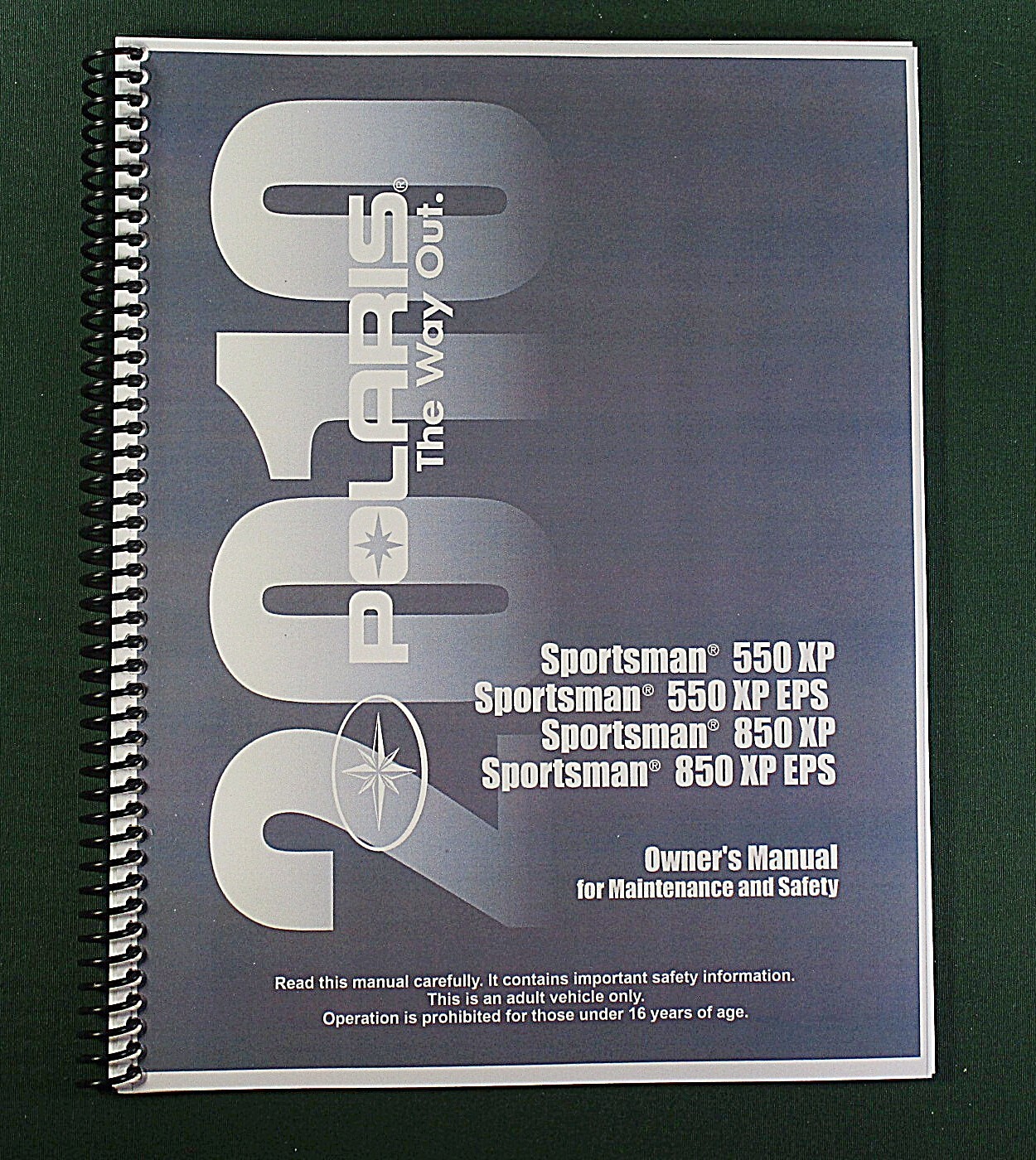 2010 Polaris Sportsman 850 XP EPS ATV Owner’s Manual: 148 Pages & Clear Covers!