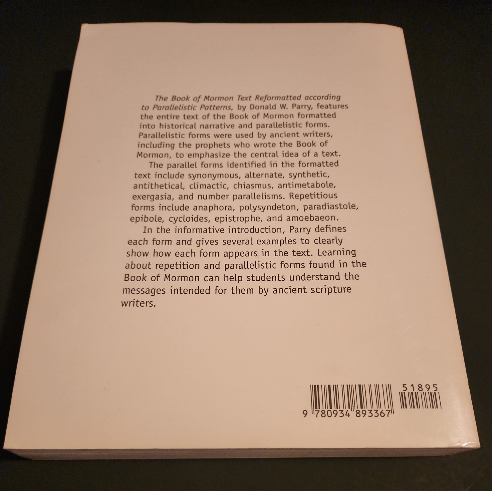 Book of Mormon | Text Reformatted According to Parallelistic Patterns FARMS 1992