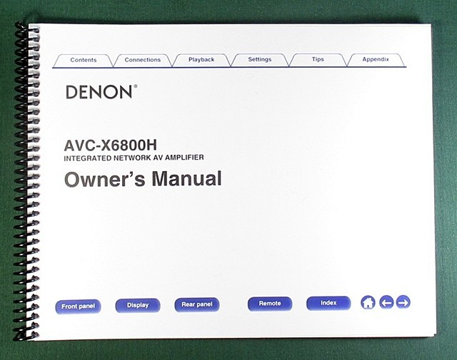 Denon AVC-X6800H Instruction Manual: Full Color 338 Pages & Protective Covers!