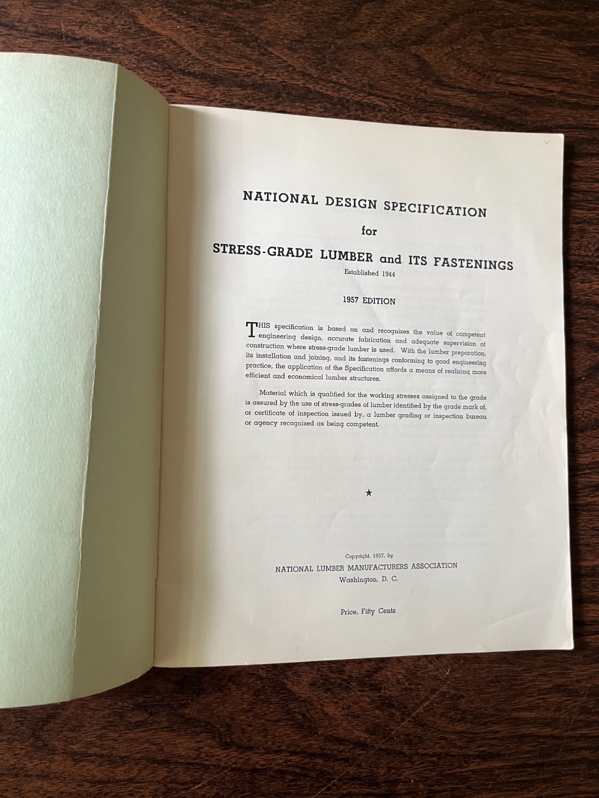 Vintage National Design Specification for Stress-Grade Lumber and.. 1957 Edition