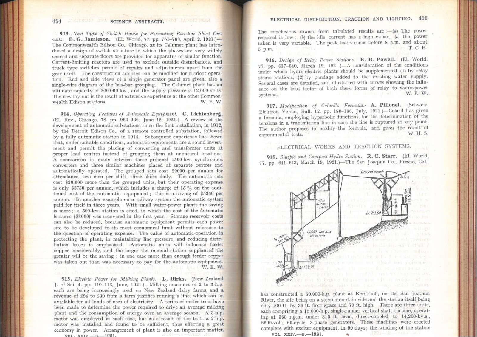 VINTAGE 1921 SCIENCE ABSTRACTS 1921 B ELECTRICAL ENGINEERING 654 PAGES