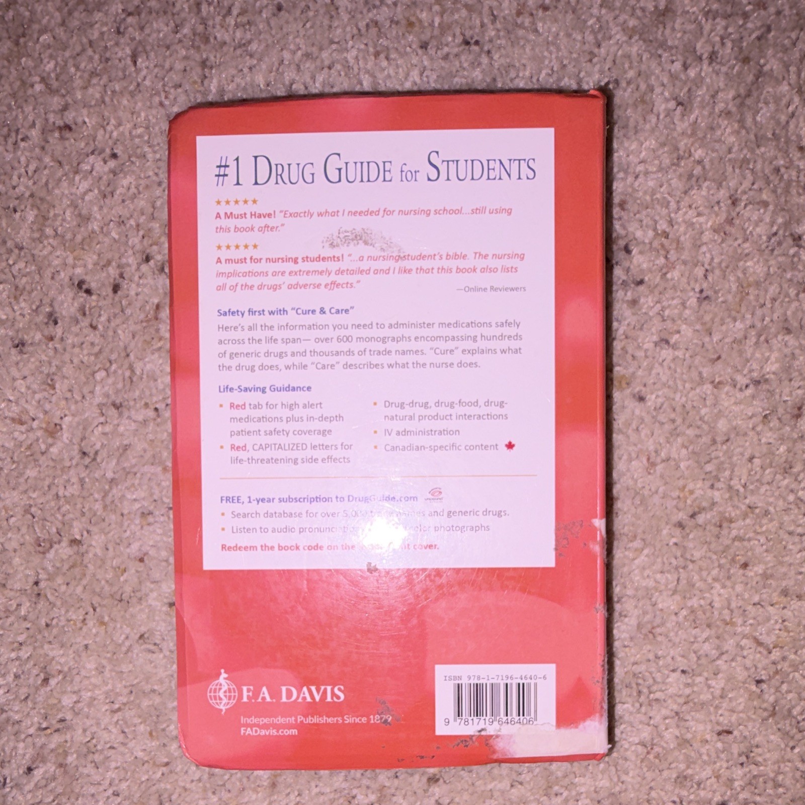 F.A. Davis Davis’s Drug Guide for Nurses 18th Ed Paperback 2016 Vallerand