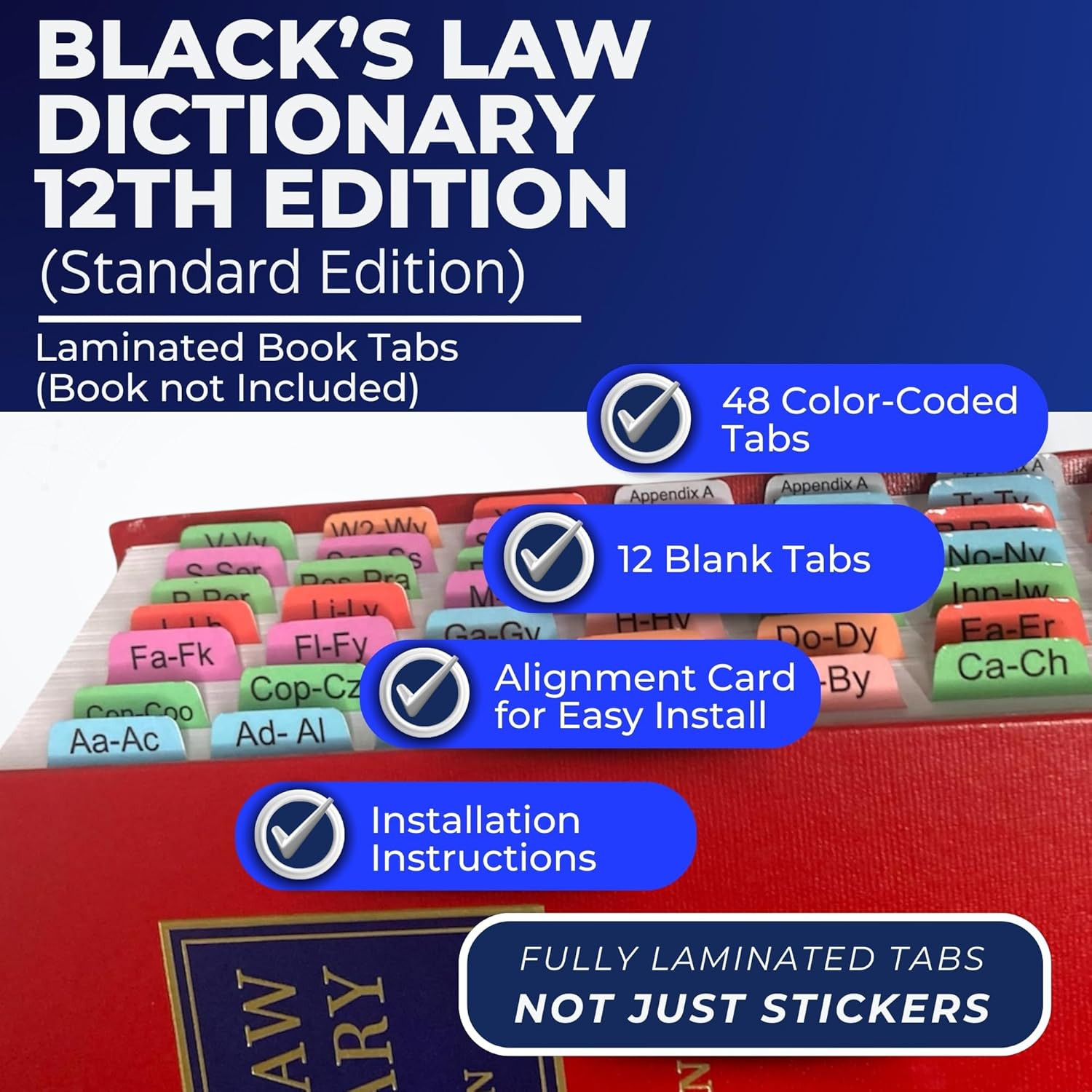 Book Tabs for Black’S Law Dictionary 12Th Edition (Standard Edition). Laminated
