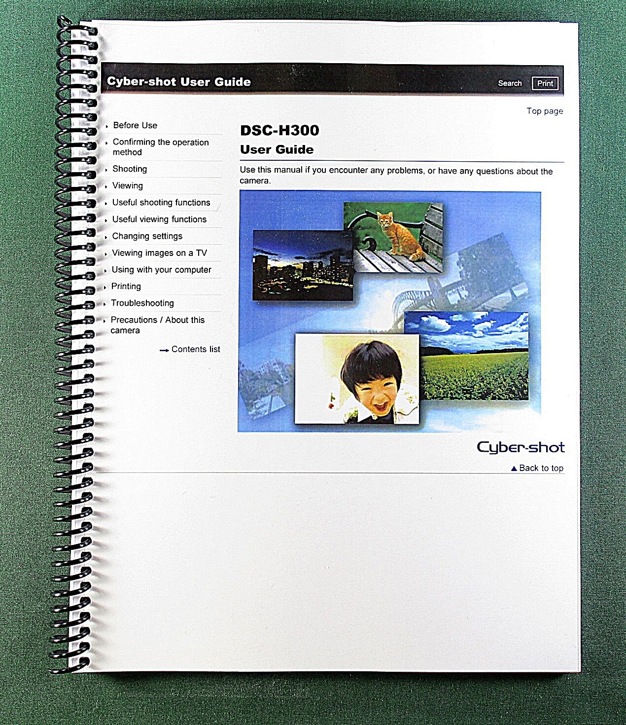 Sony DSC-H300 Instruction Manual: Full Color 180 Pages & Protective Covers!