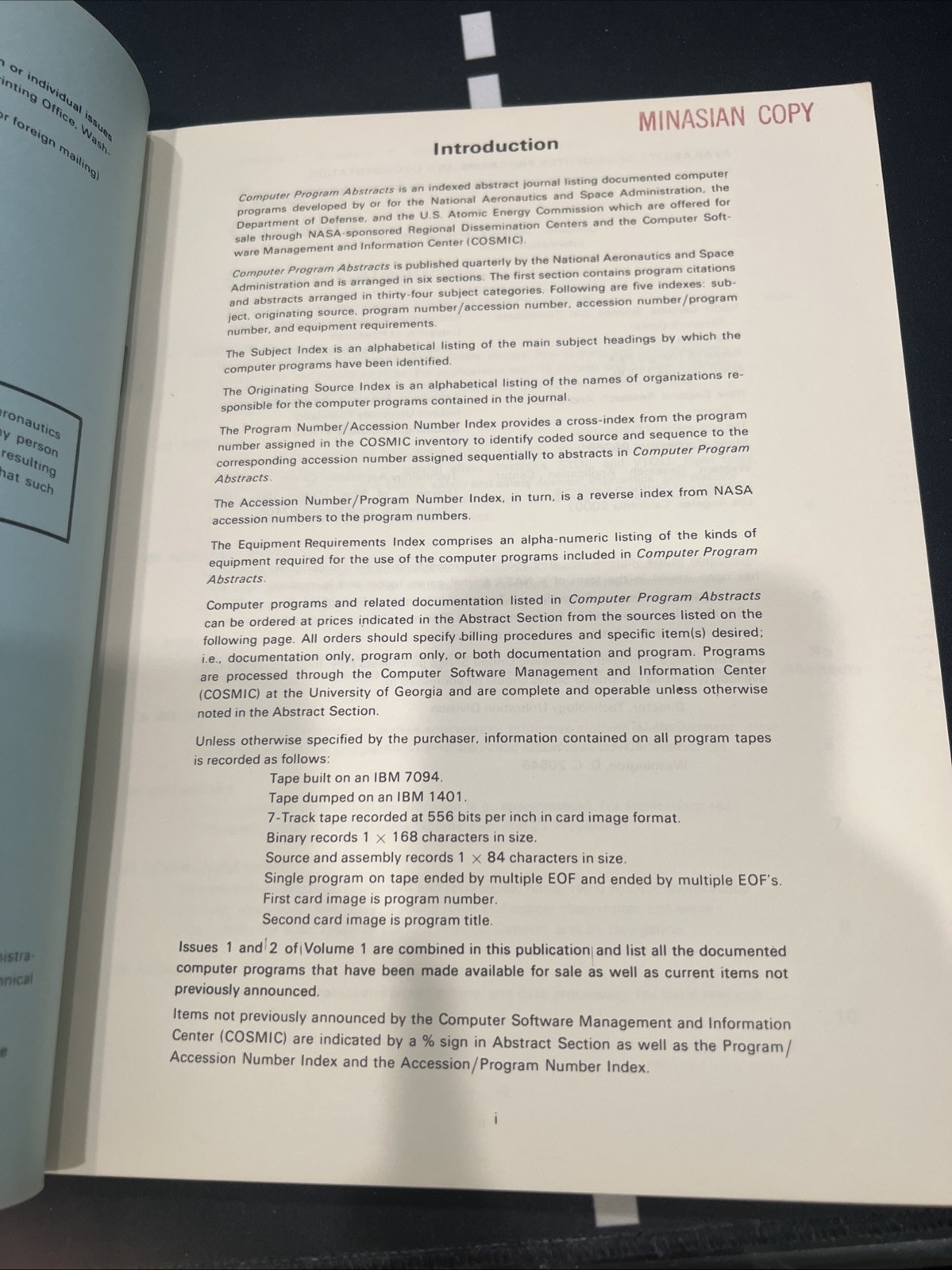 Computer Program Abstracts By NASA July 15 1969 vol 1 No 1/2 Combined. Rare!
