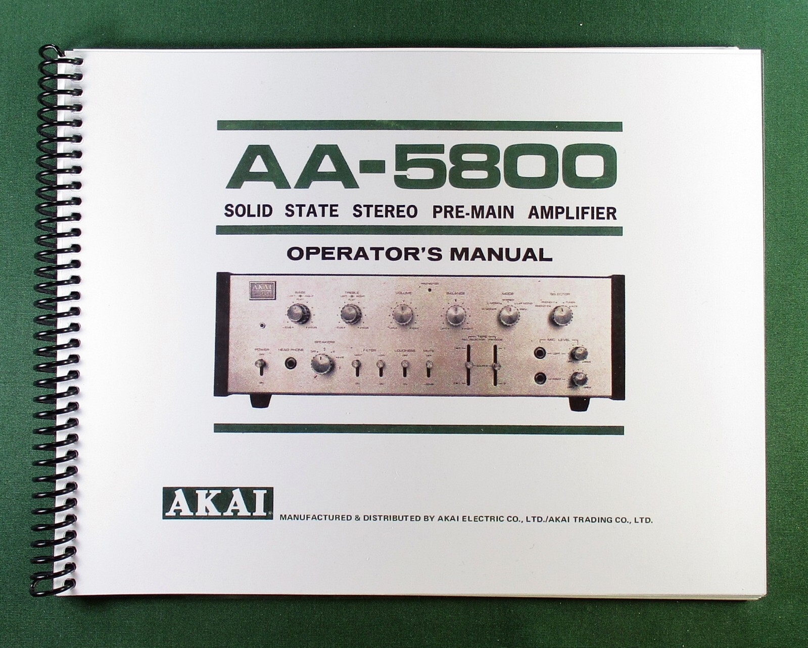 Akai AA-5800 Instruction Manual: Full Color 16 Pages & Protective Covers!