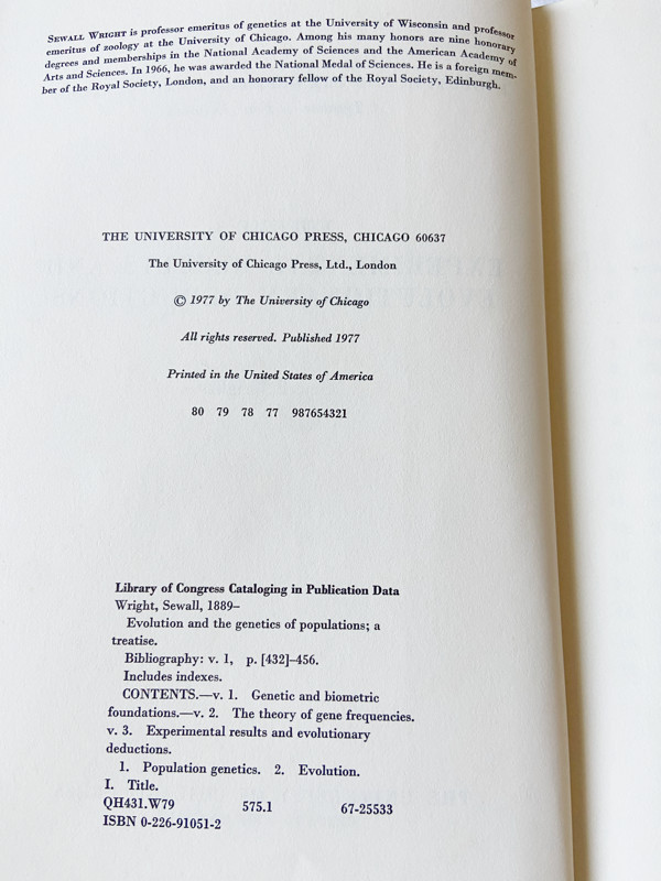 1977 HC Evolution and the Genetics of Populations, Volume 3: Experimental Resu..