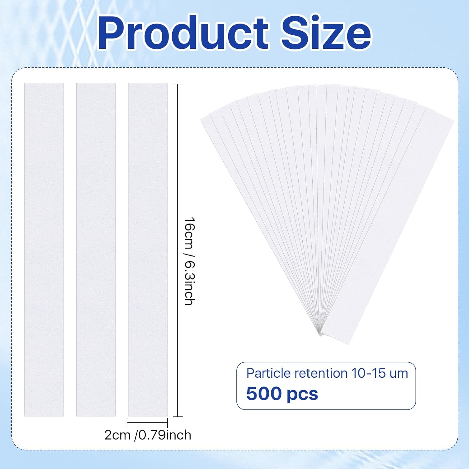 500 Pcs 6.3 x 0.79 In Chromatography Paper Strip, Experiments Filter Paper for P