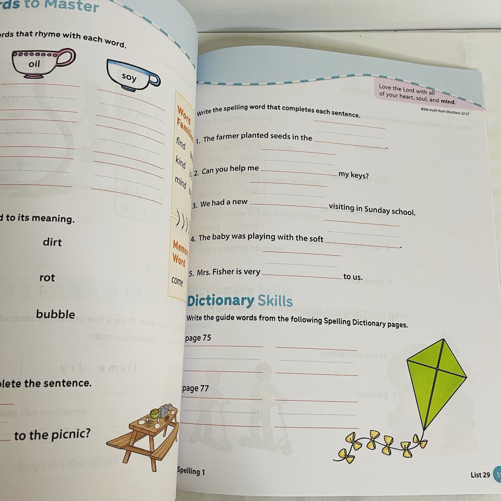 BJU Press Spelling 1 Teacher Edition & Student Worktext 4th Edition Grade 1