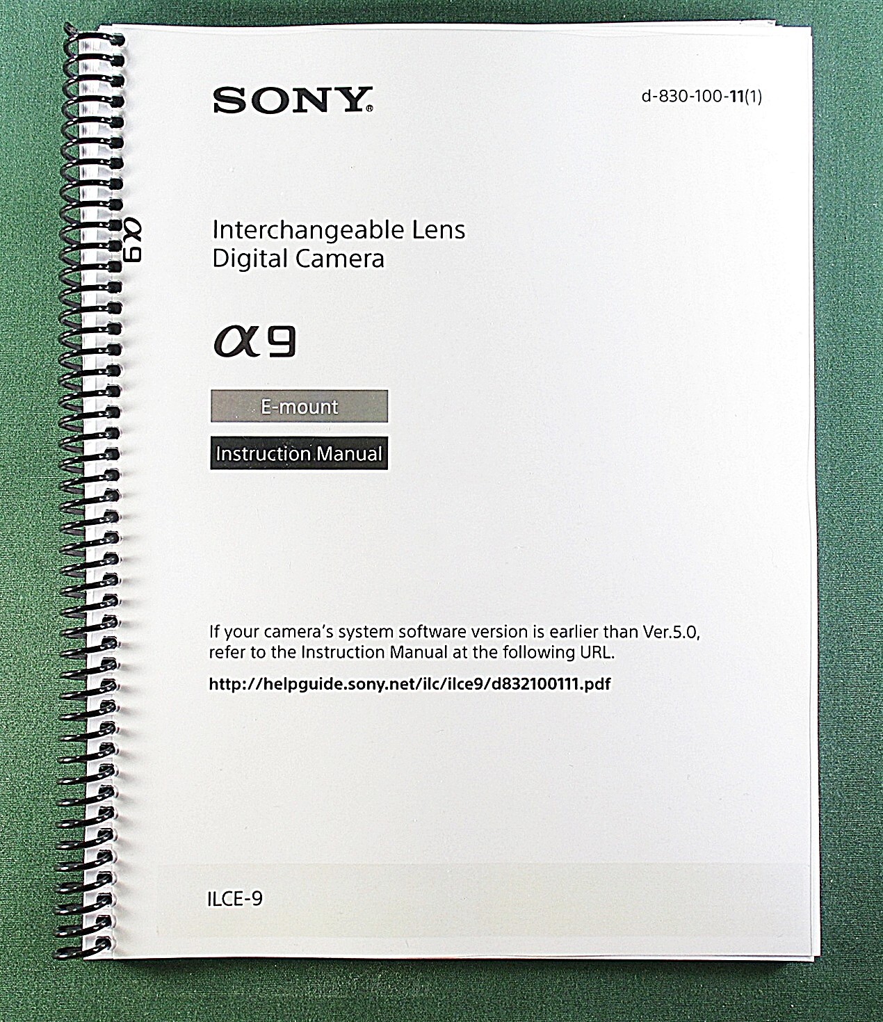 Sony ILCE-9 Instruction Manual: 259 Pages & Protective Covers!