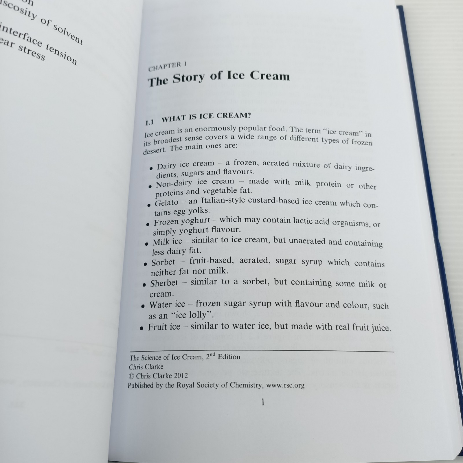 Science of Ice Cream by Chris Clarke 2012 Food Technology Hardcover Book