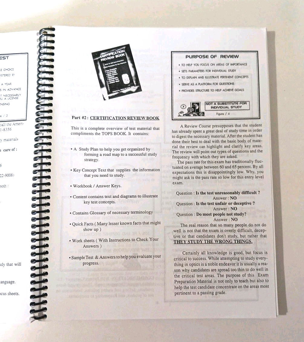 READ ABO Certification Review Book Optician Exam Prep Guide Book Only (No Video)