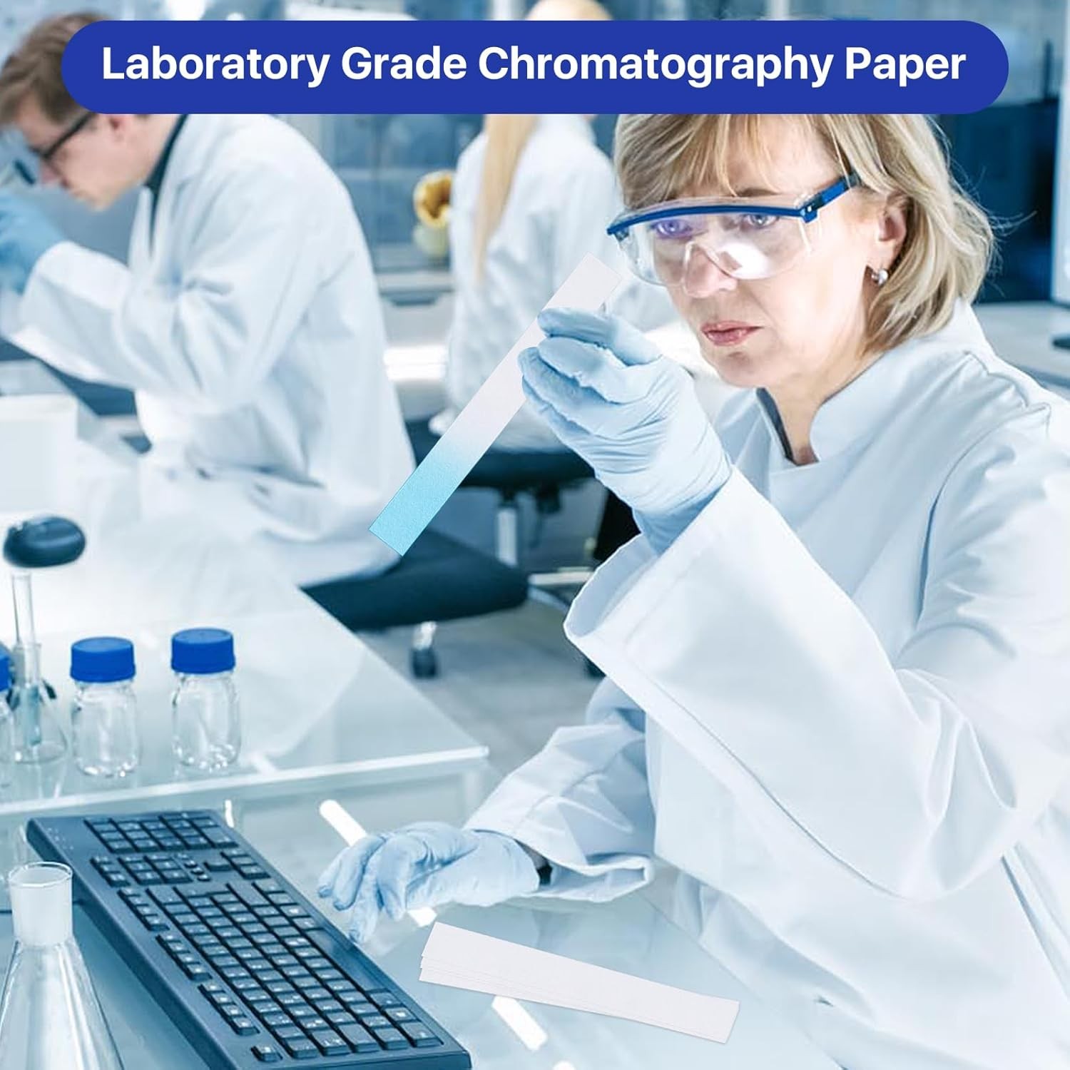 500 Pcs 6.3 x 0.79 In Chromatography Paper Strip, Experiments Filter Paper for P