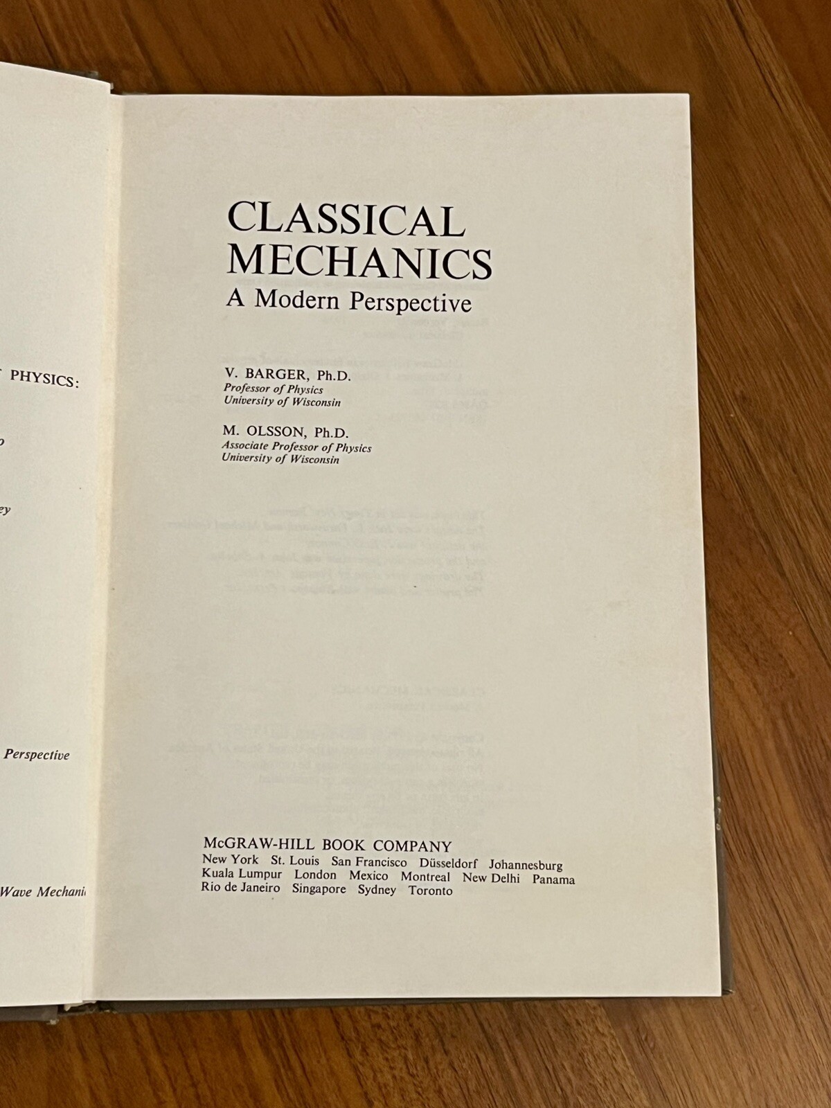 Classical Mechanics : A Modern Perspective by Barger & Olsson – HC – 1973