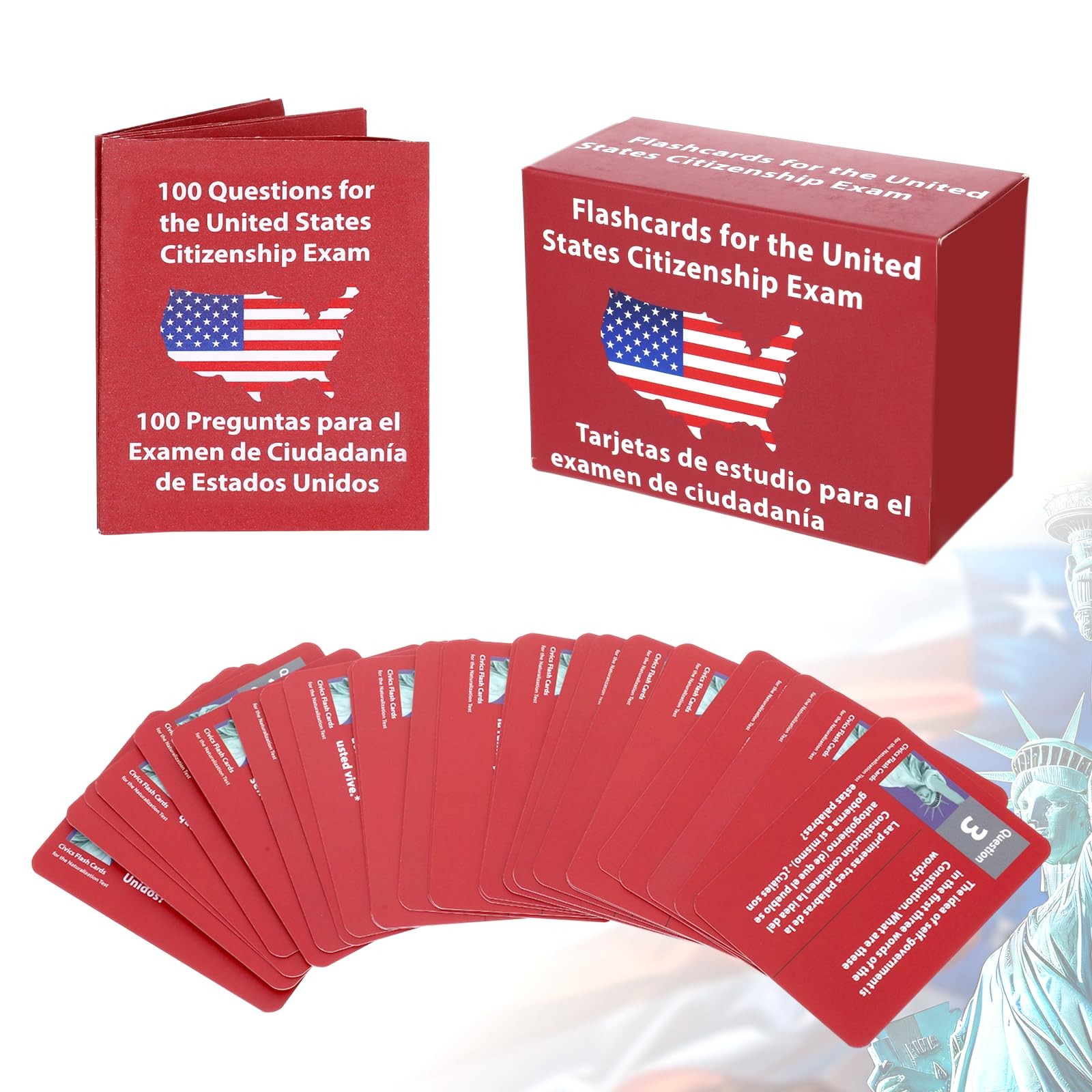 Us Citizenship Test Study Guide 3.5 inches x 2.6 x 0.1 inches, Red