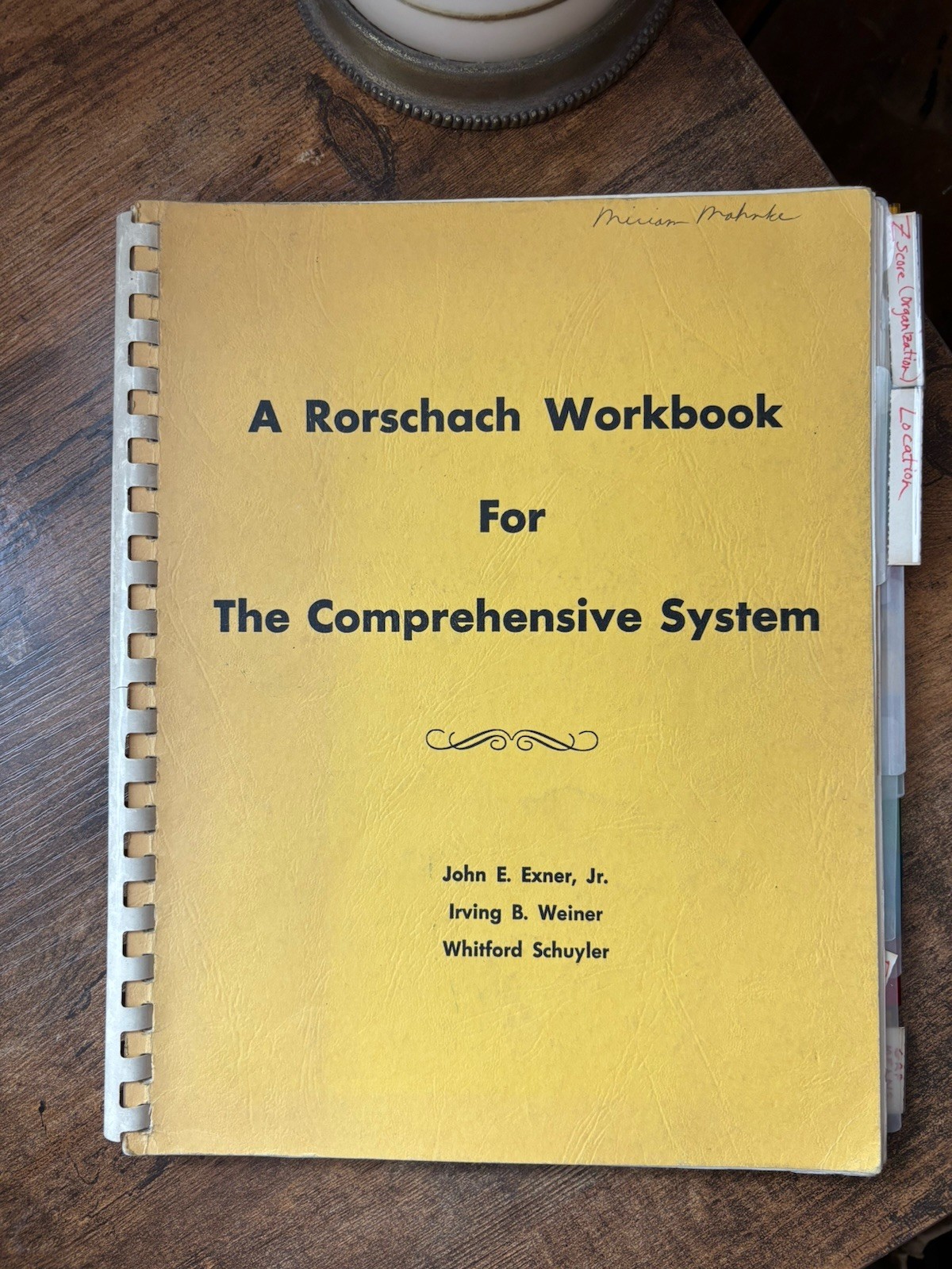 Rorschach Workbook Exner Comprehensive System 1976 Psychology Manual
