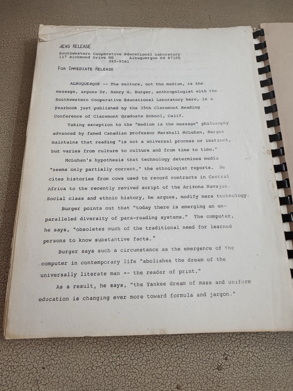 Ethno-Pedagogy Manual Cross Cultural Teaching SWCEL Albuquerque 1968 + Papers