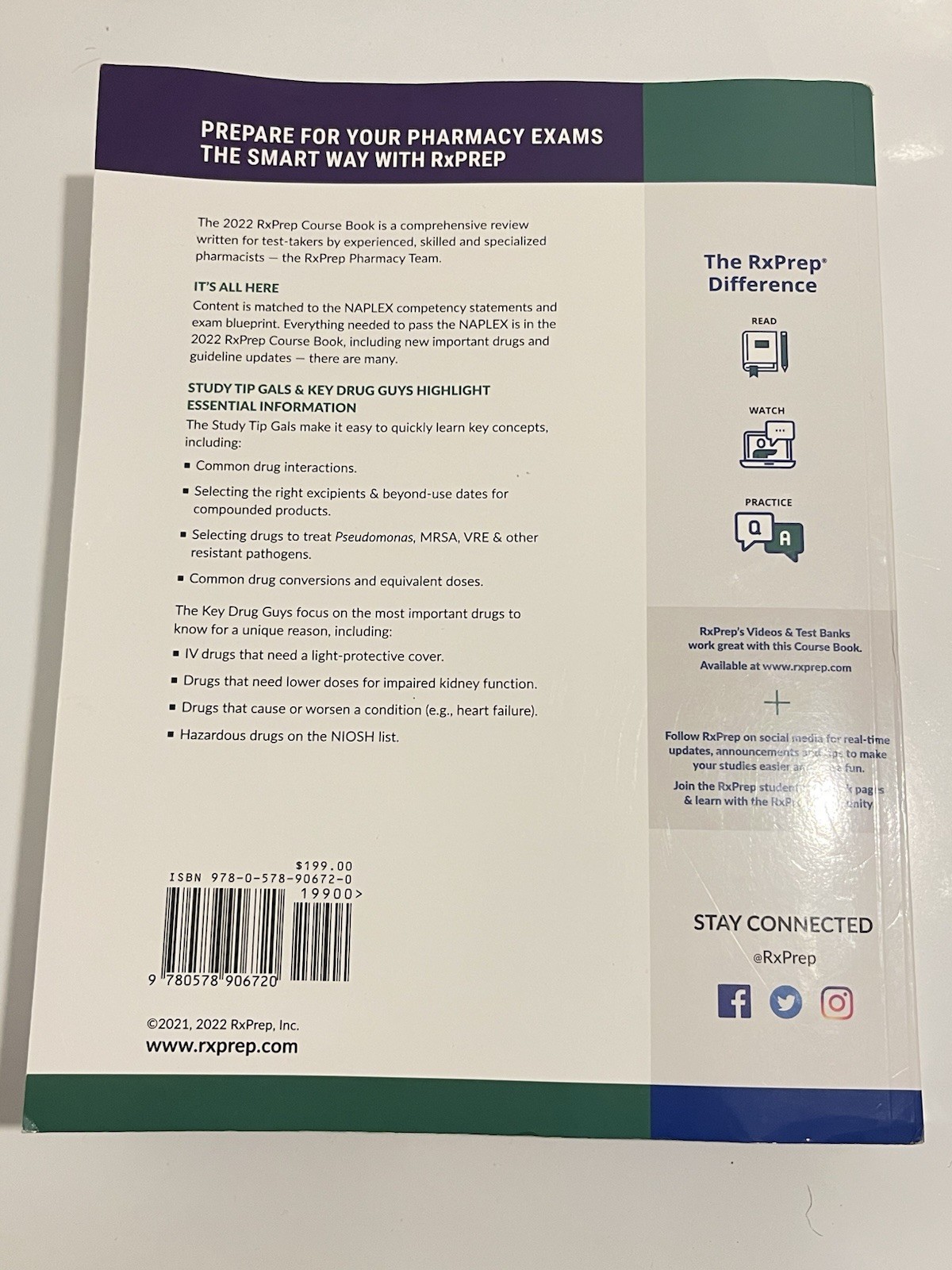 RxPrep 2022 NAPLEX Course Book by RxPrep (2021, Trade Paperback)