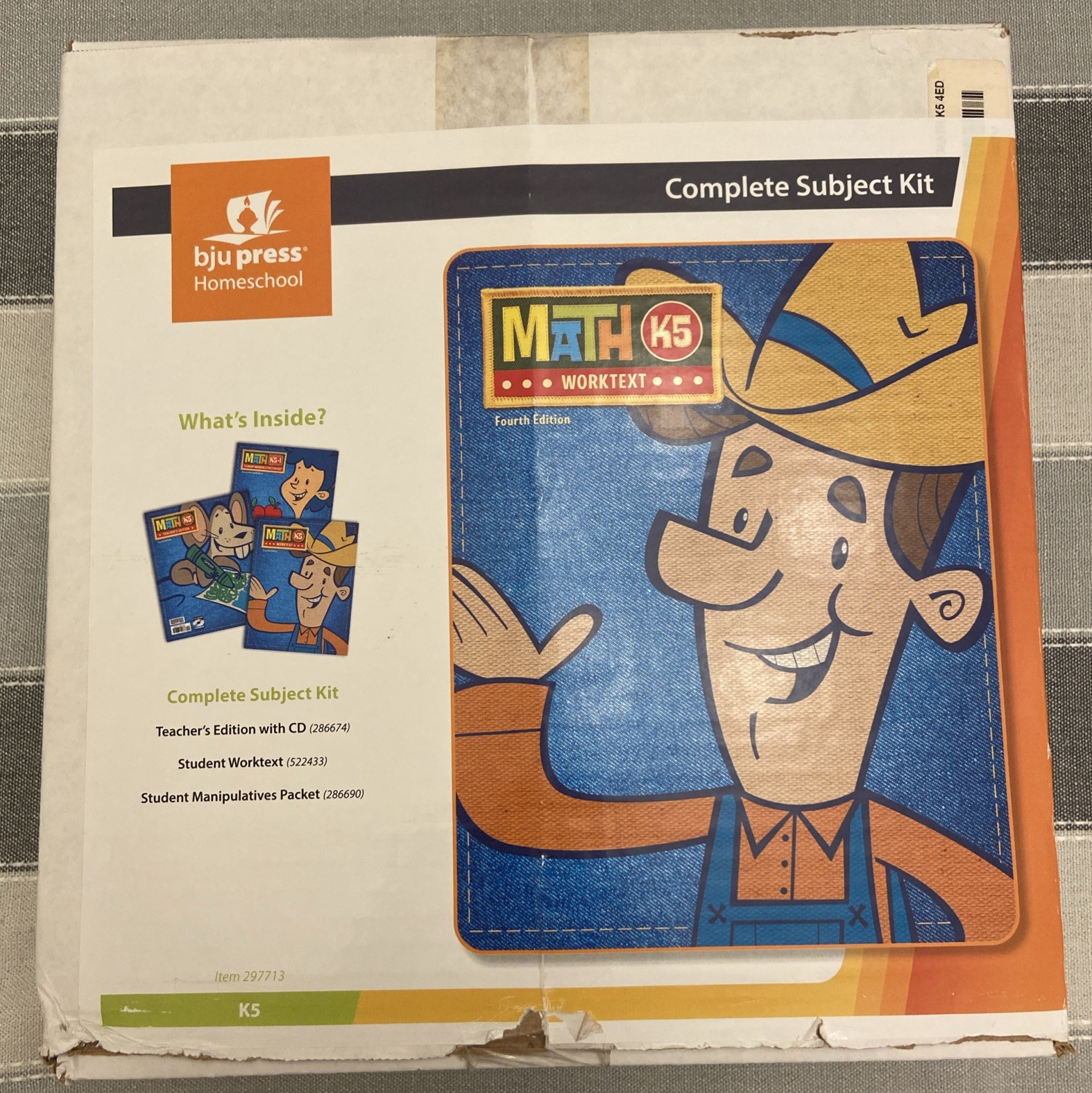 NEW BJU Press K5 MATH Complete Subject Kit 4thEd TE Worktext Manipulatives +CD